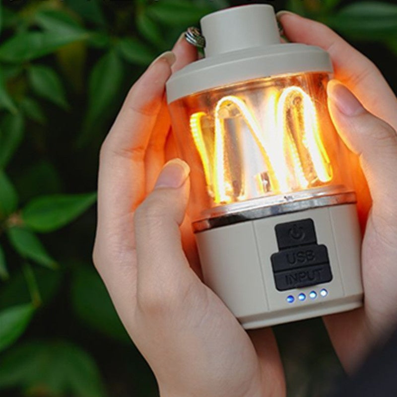 Rechargeable LED Camping Lantern – Dimmable Tent Light with Flashlight In Hands