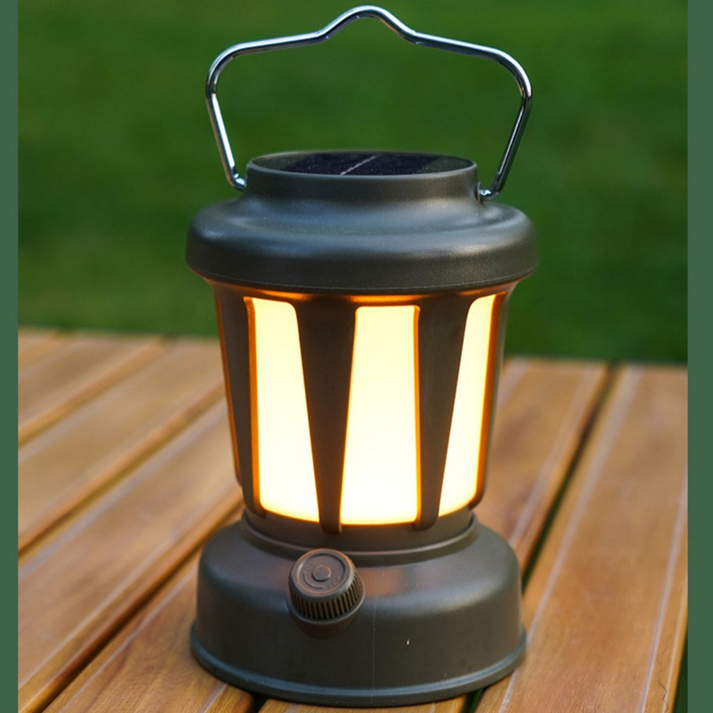 Solar Rechargeable Camping Lantern – Vintage LED Tent Light for Camping & Emergencies 