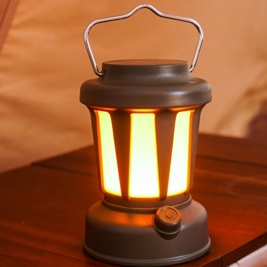 Solar Rechargeable Camping Lantern – Vintage LED Tent Light for Camping & Emergencies Lit