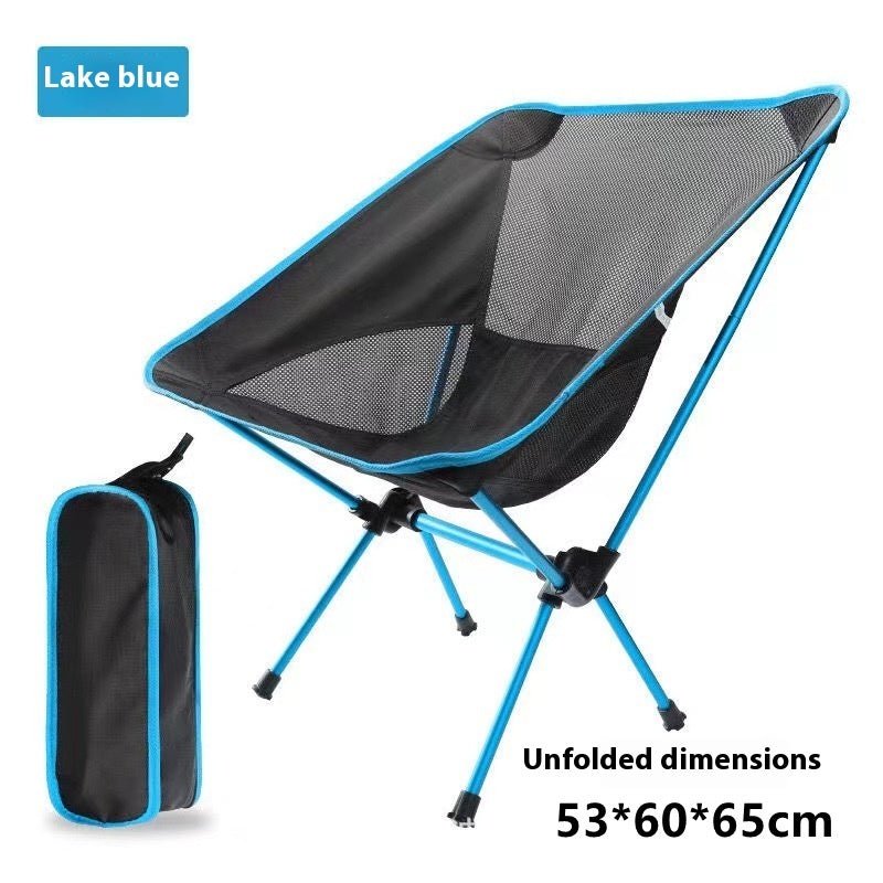 Ultralight Folding Camping Chair – Portable Aluminium Outdoor Seat Lake Blue
