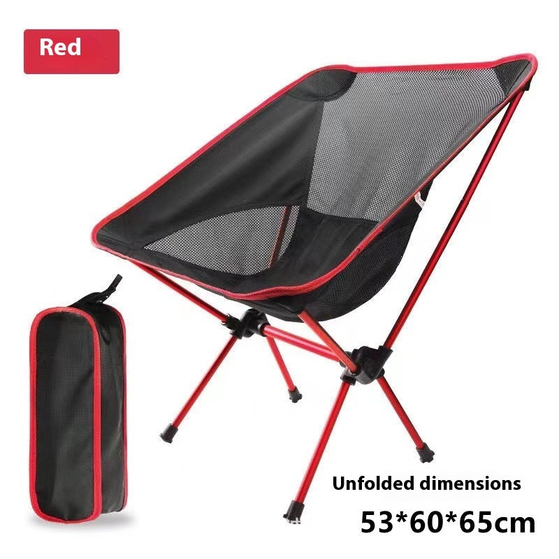 Ultralight Folding Camping Chair – Portable Aluminium Outdoor Seat Red